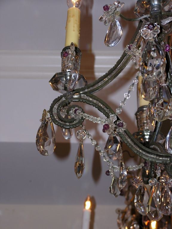 French Maison Bagues  Bronze and Crystal Chandelier For Sale