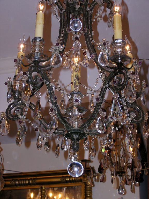 Maison Bagues  Bronze and Crystal Chandelier In Excellent Condition For Sale In Hollywood, SC