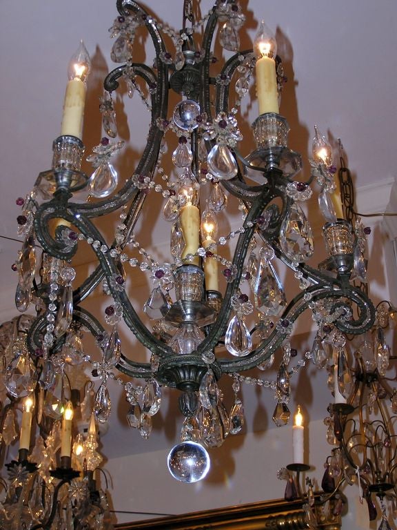 19th Century Maison Bagues  Bronze and Crystal Chandelier For Sale