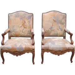 Pair of French Gilt  Arm Chairs