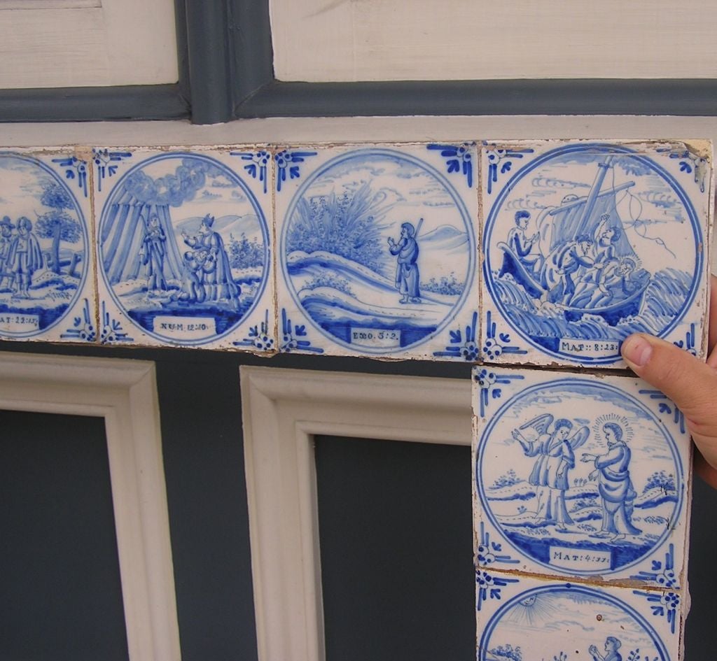 18th Century and Earlier Delft Tile Fireplace Surround