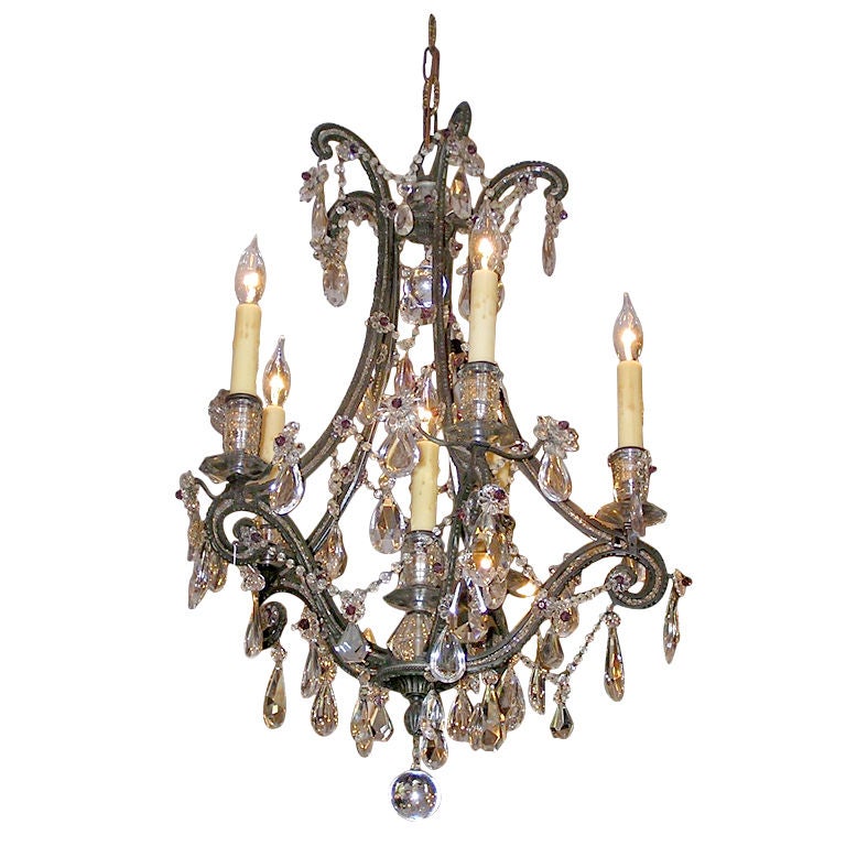 Maison Bagues  Bronze and Crystal Chandelier