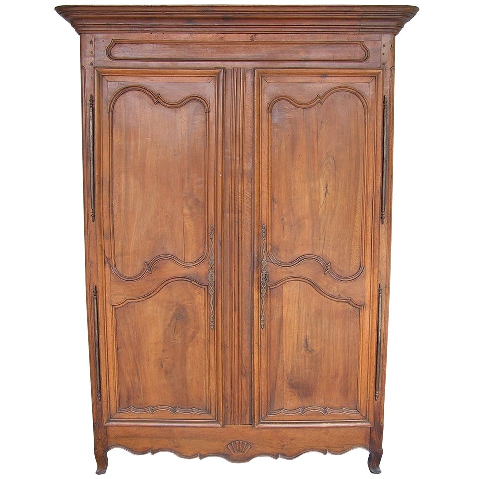 French Provincial Walnut Armoire.  Circa 1780 For Sale