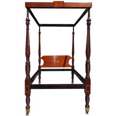 Charleston Mahogany Inlaid Four Poster Rice Bed. Circa 1810 11