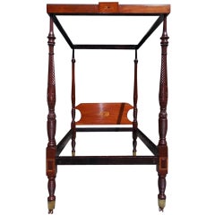 Charleston Mahogany Inlaid Four Poster Rice Bed. Circa 1810