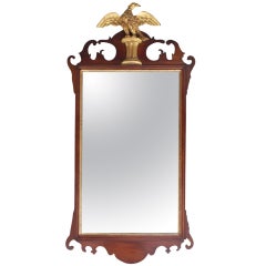 Antique American Chippendale Mahogany and Gilt Wall Mirror.  Circa 1780