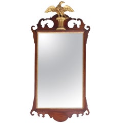 American Chippendale Mahogany and Gilt Wall Mirror.  Circa 1780