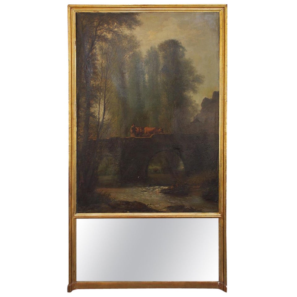French Gilt Trumeau Wall Mirror. Circa 1810
