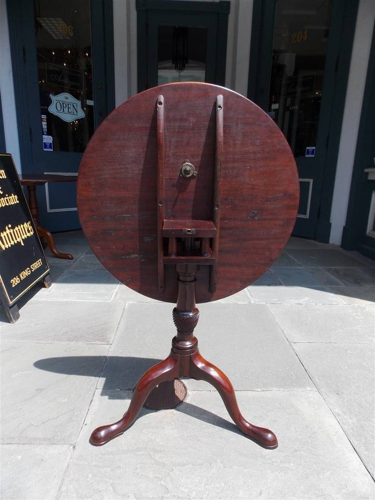 Charleston Mahogany Tilt Top Tea Table with Birdcage. Mid 18th Century In Excellent Condition For Sale In Hollywood, SC