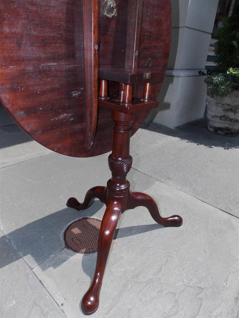 18th Century and Earlier Charleston Mahogany Tilt Top Tea Table with Birdcage. Mid 18th Century For Sale