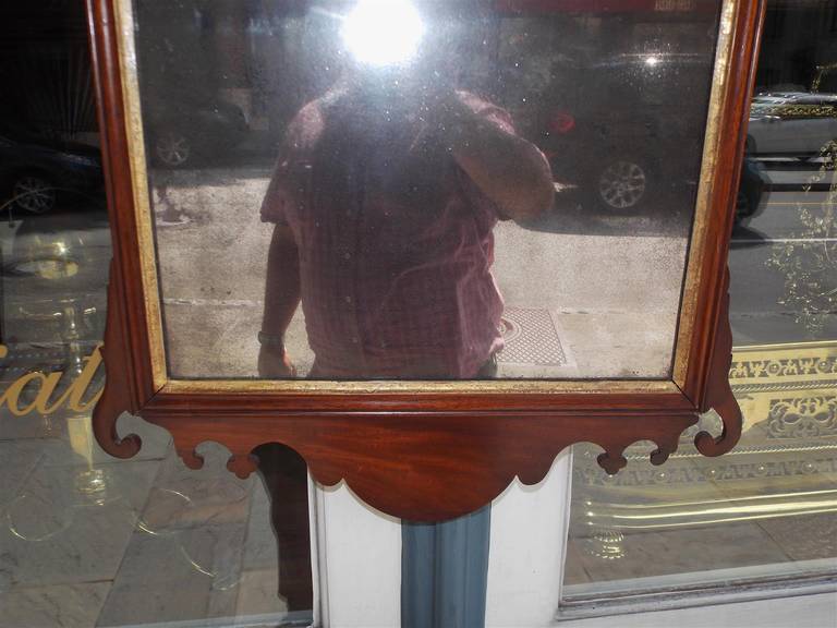 American Chippendale Mahogany and Gilt Wall Mirror.  Circa 1780 For Sale 2