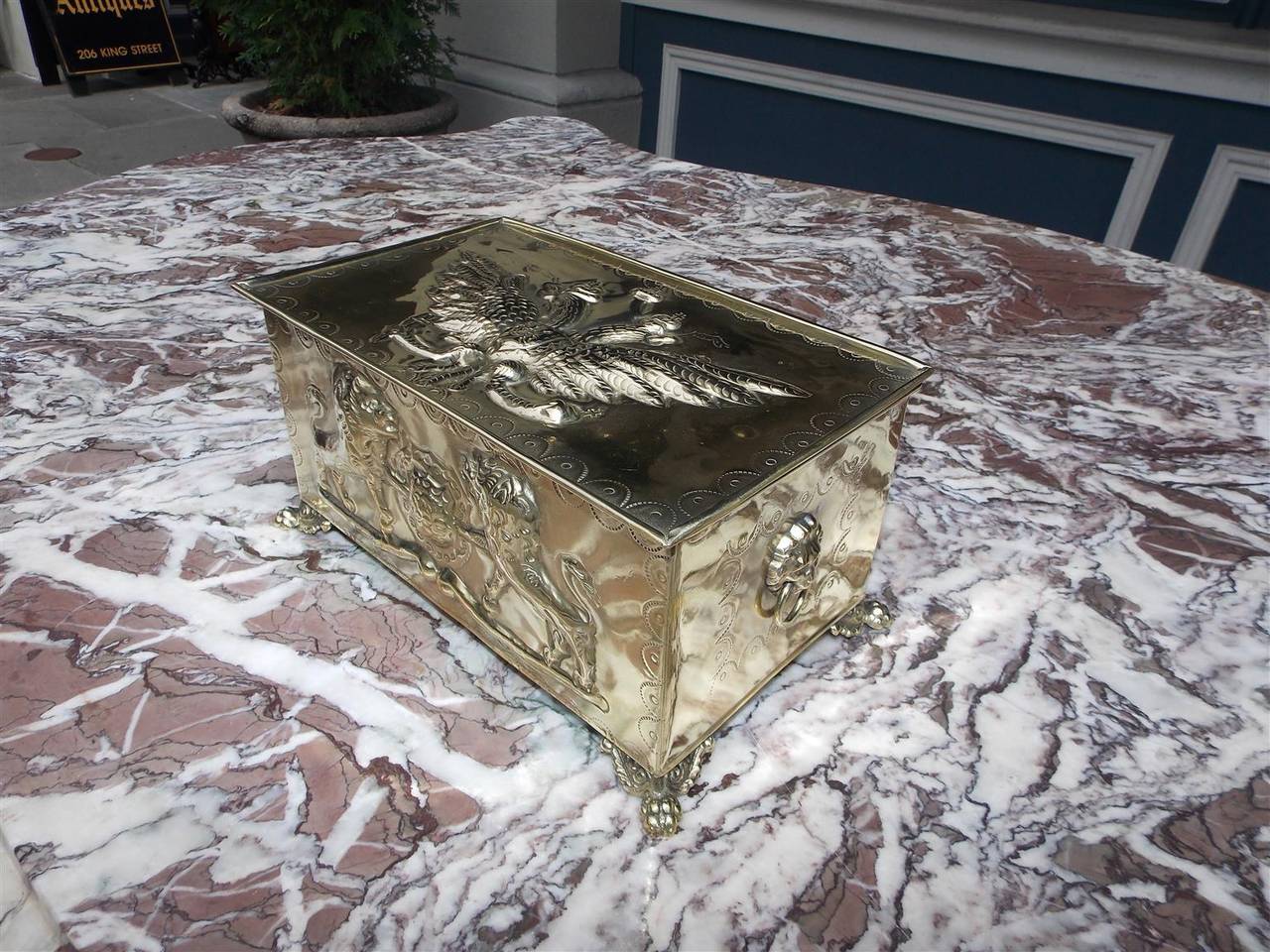 Russian Eagle Embossed Brass Box with Tin Liner, Circa 1820 In Excellent Condition In Hollywood, SC