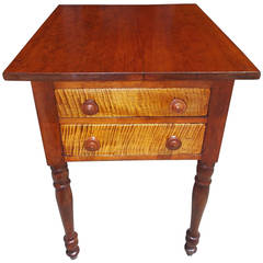 American Sheraton Cherry and Tiger Maple Two-Drawer Stand, Circa 1810 8