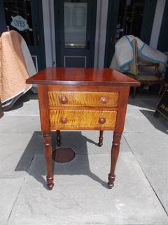 American Sheraton Cherry and Tiger Maple Two-Drawer Stand, Circa 1810