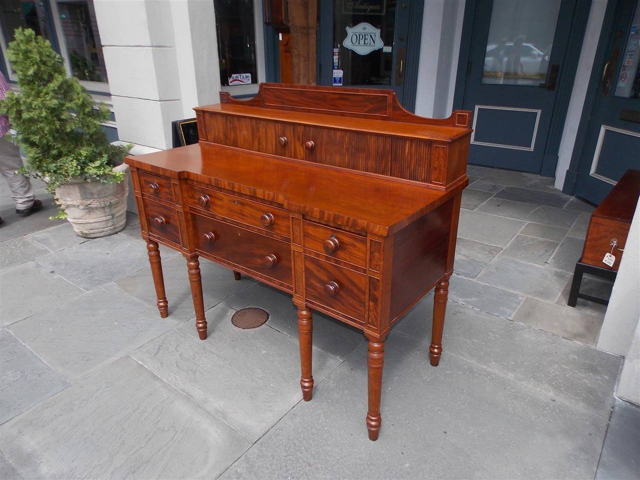 English Regency Mahogany Tambour Top Sideboard, Circa 1810 In Excellent Condition For Sale In Hollywood, SC