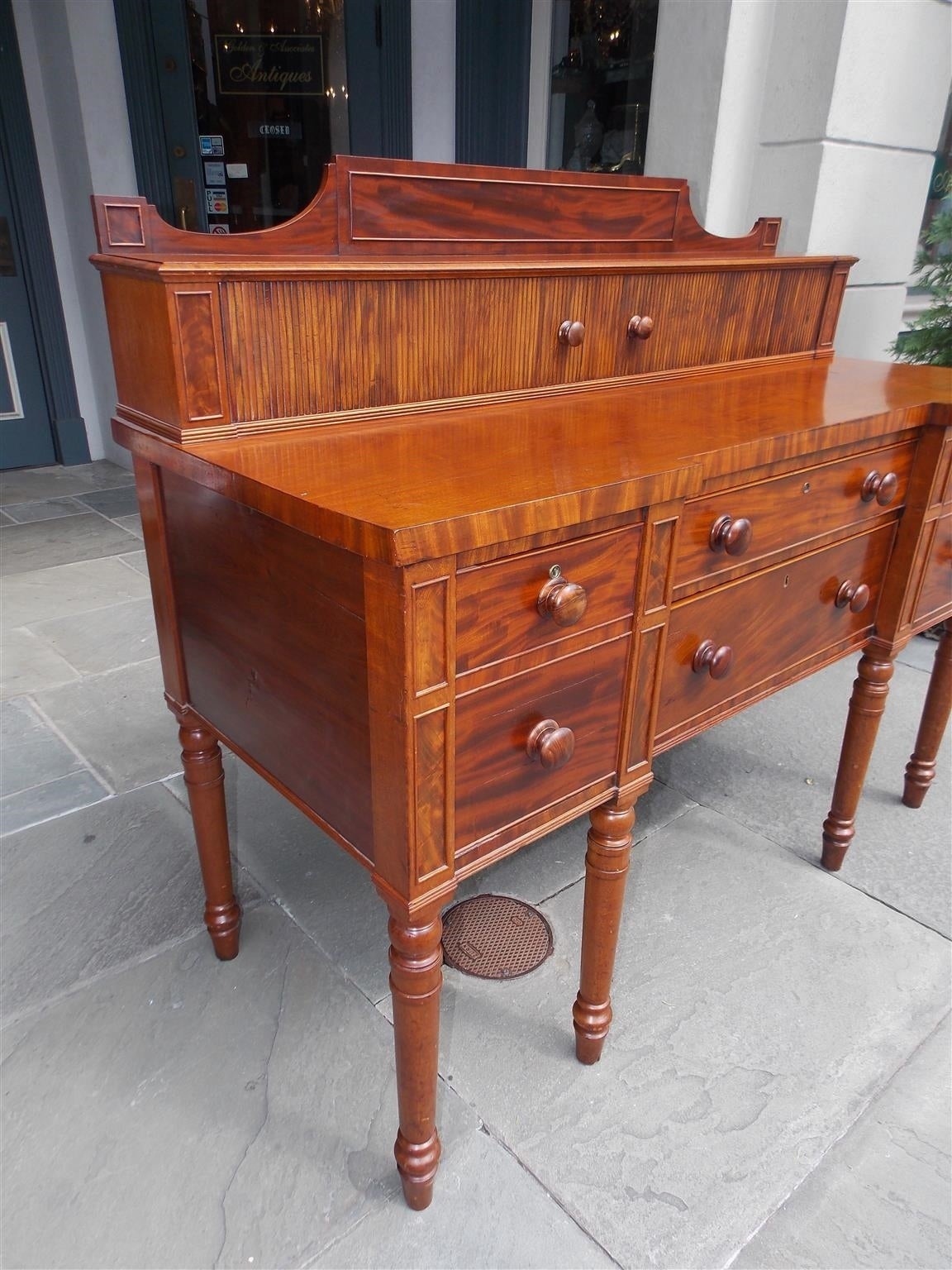Early 19th Century English Regency Mahogany Tambour Top Sideboard, Circa 1810 For Sale