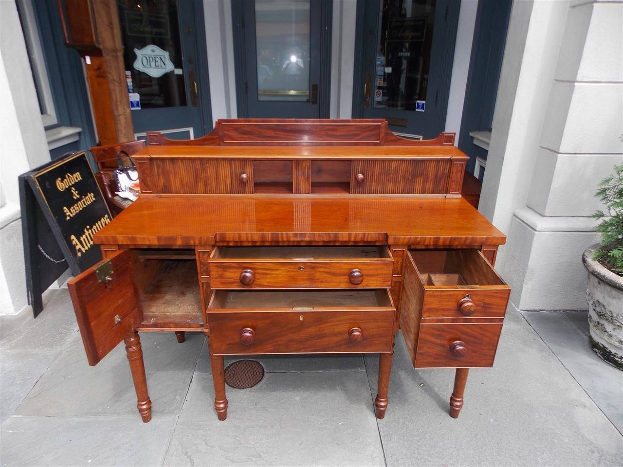 English Regency Mahogany Tambour Top Sideboard, Circa 1810 For Sale 4