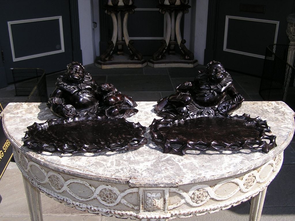 Pair of Carved Hotei Figures. 19th Century For Sale 3