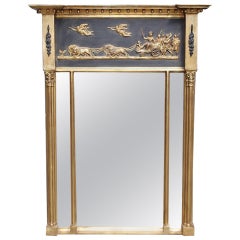 Antique English Classical Federal Gilt Carved Wood and Gesso Wall Mirror, Circa 1780