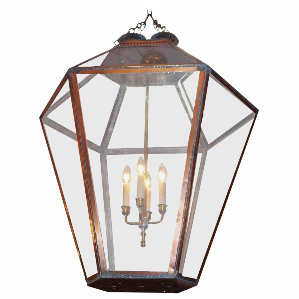 American Copper Monumental Hanging Lantern, Circa 1830 at 1stDibs