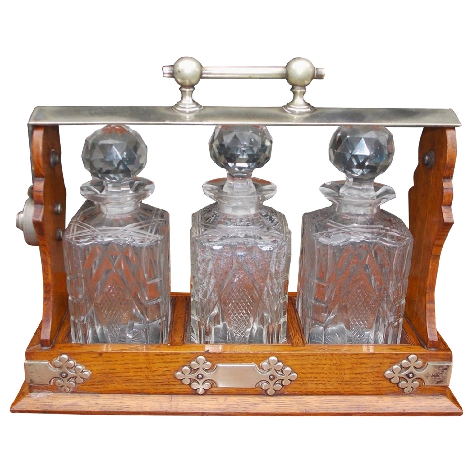 English Oak & Nickel Silver Tantalus. Maker Daniel & Arter. Birmingham. C. 1882