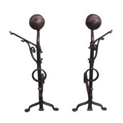 Pair of French Ball Top Andirons 7