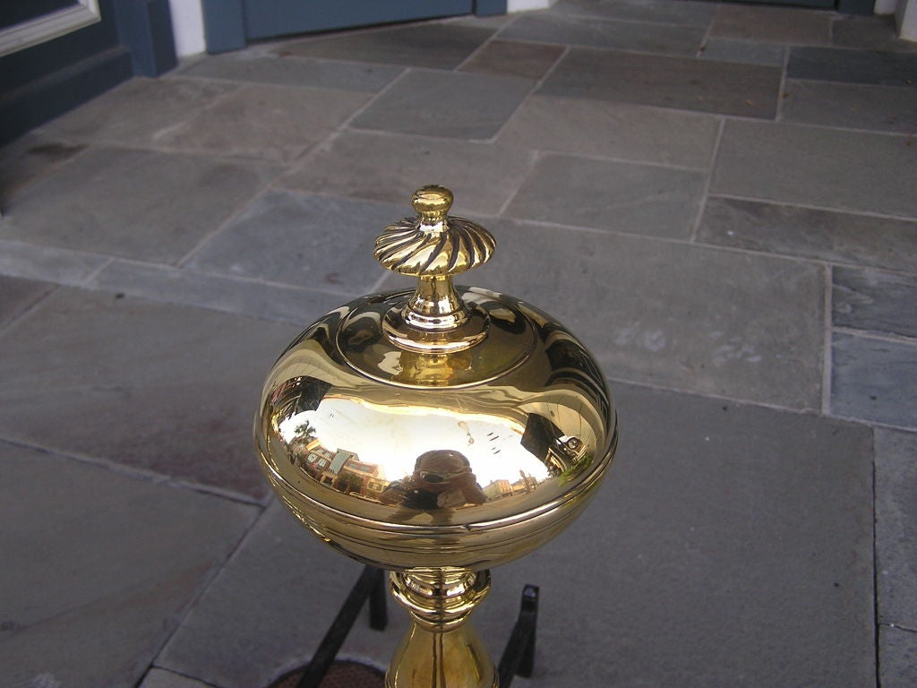 Pair of English Brass Ball Top Andirons 3