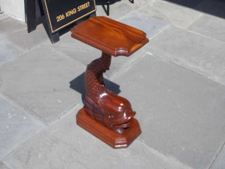 19th Century English Regency Mahogany Dolphin Pedestal Table. Circa 1840