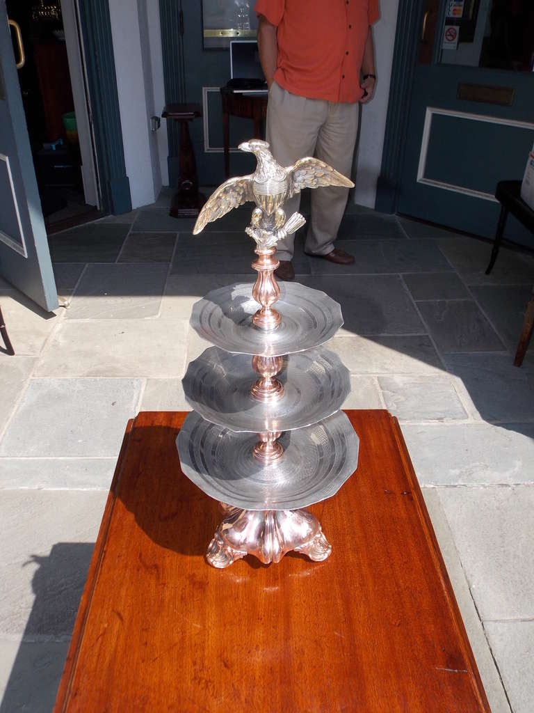 George III English Sheffield and Bronze Three Tiered Eagle Taza,  Circa 1820 For Sale