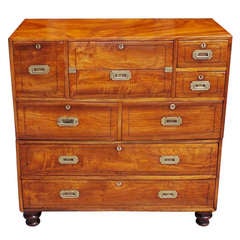 Antique English Camphorwood Campaign Chest on Chest. Circa 1815