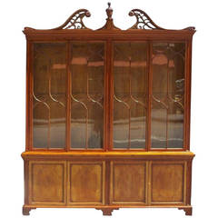 Antique English Regency Yew and Satinwood Bookcase.  Circa 1790