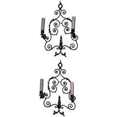 Pair of French Bronze Two Arm Sconces. Circa 1840 9