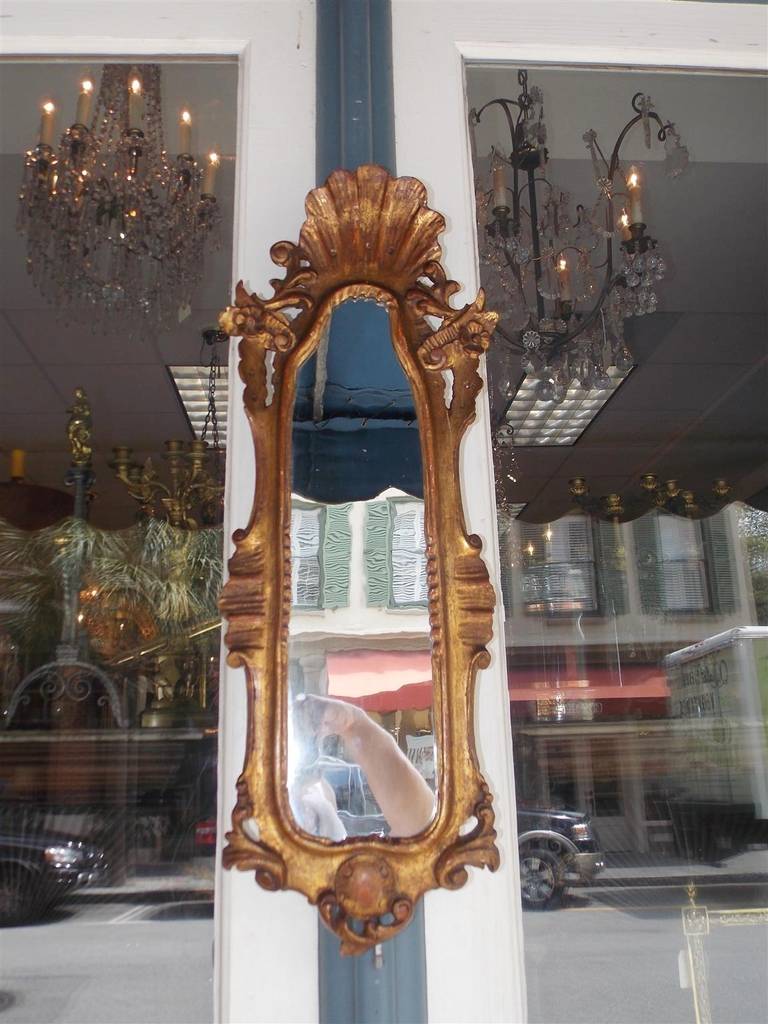 Pair of Italian Shell Crested Gilt Wall Mirrors.  Circa 1780 In Excellent Condition In Hollywood, SC