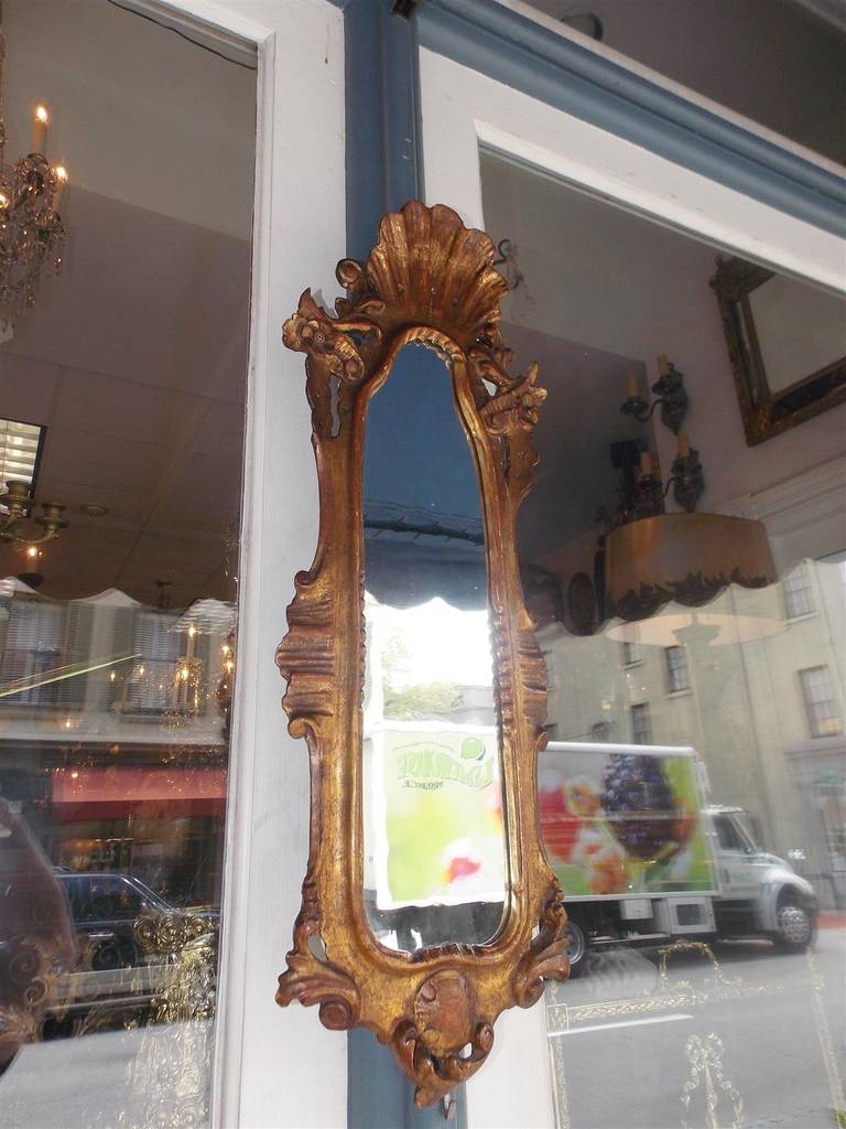 Pair of Italian Shell Crested Gilt Wall Mirrors.  Circa 1780 1