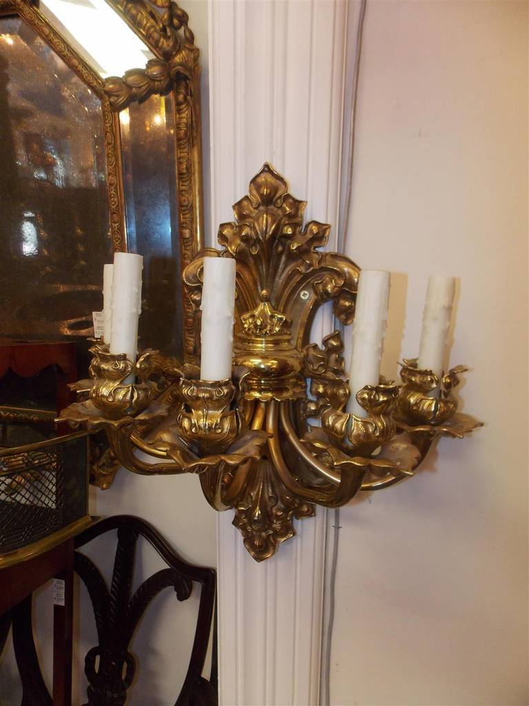 19th Century Pair of French Gilt Bronze Foliage Sconces. Circa 1820 For Sale