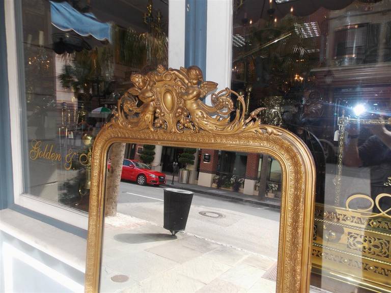 French Gilt Carved Wood Cherub Wall Mirror. Circa 1790 For Sale 1
