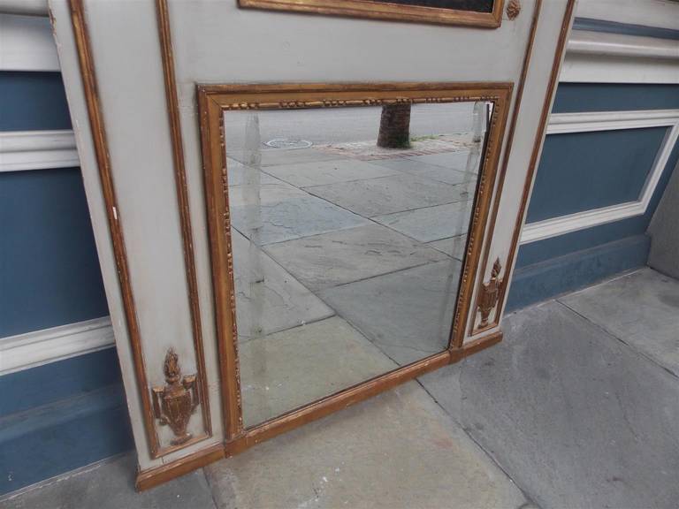 French Painted and Gilt Floral Trumeau Mirror. Circa 1790 For Sale 4