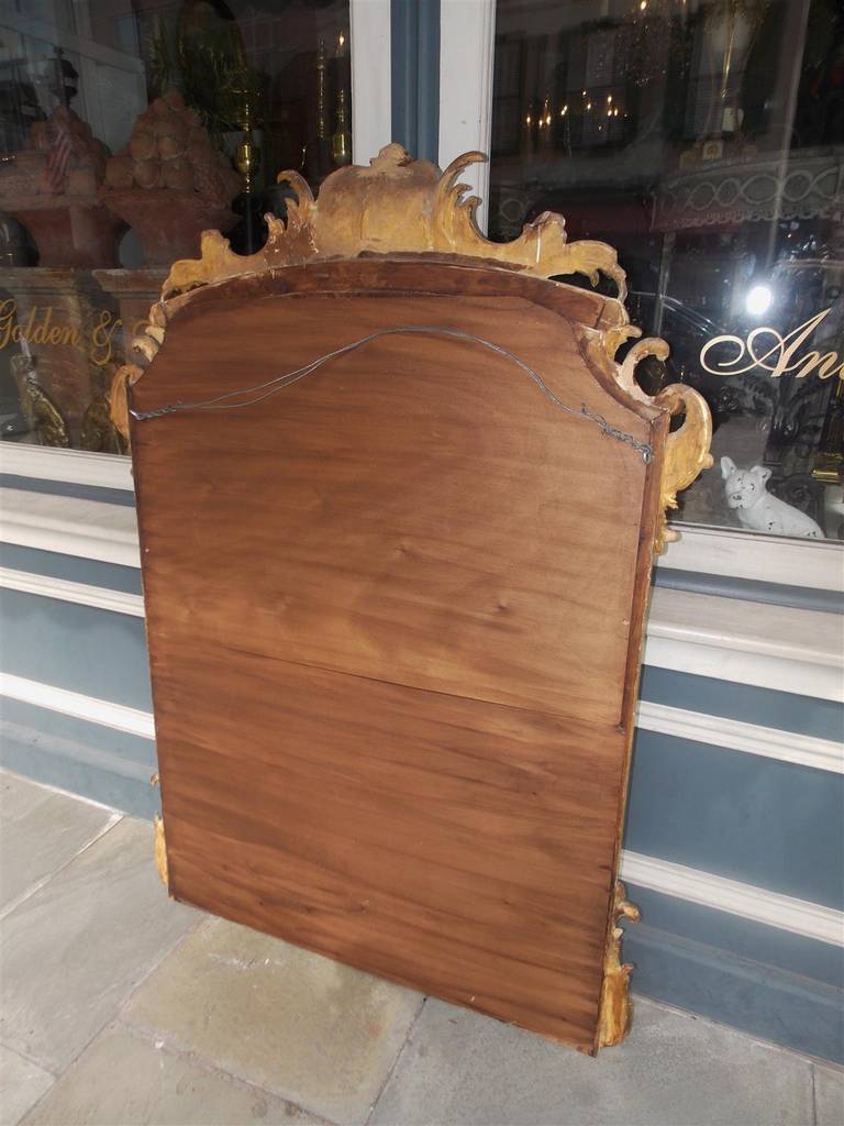 French Gilt Carved Wood and Red Lacquer Floral Wall Mirror, Circa 1780 3