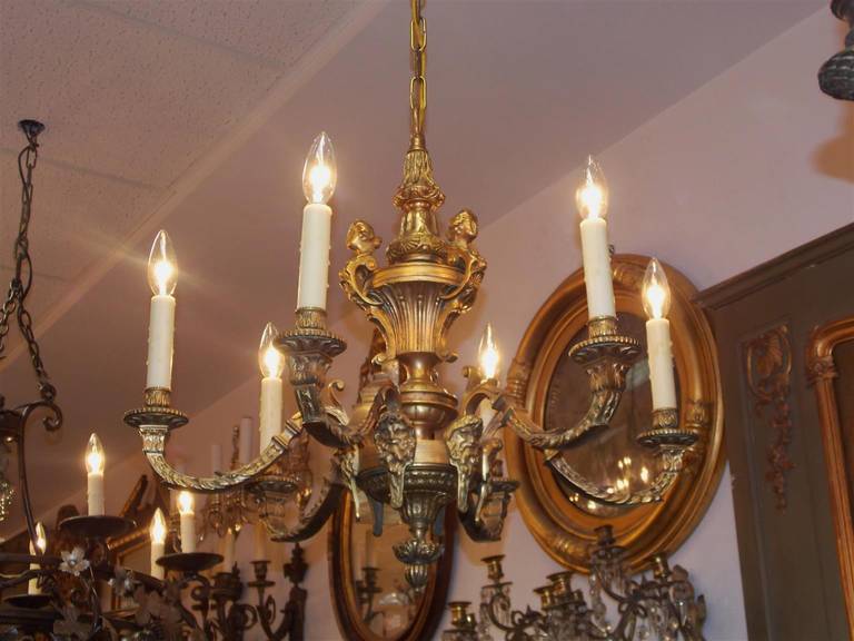 Italian Gilt Bronze Chandelier.  Circa 1820 In Excellent Condition In Hollywood, SC
