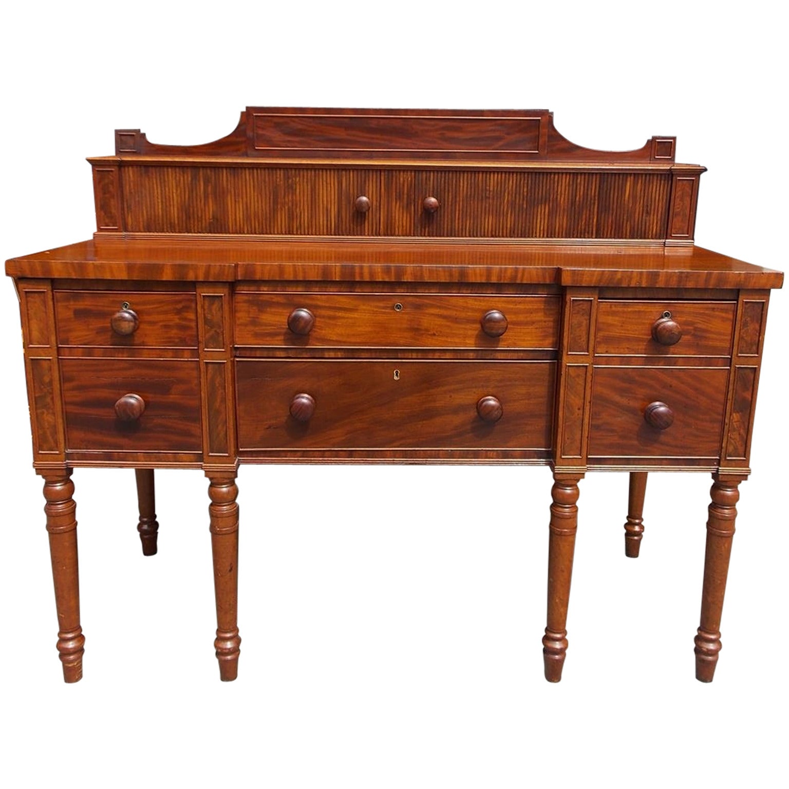 English Regency Mahogany Tambour Top Sideboard, Circa 1810 For Sale