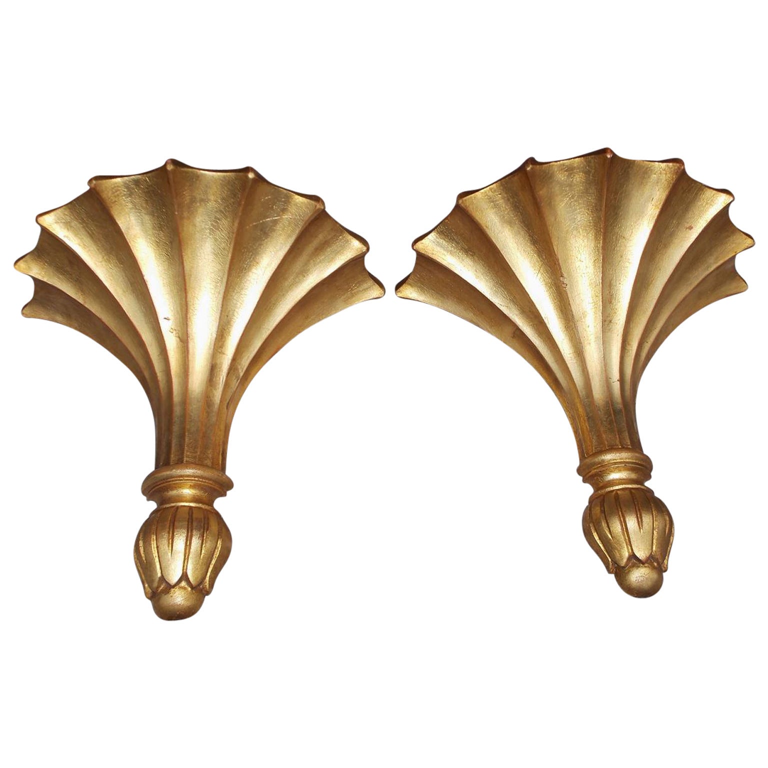Pair of English Carved Wood and Gilt Wall Brackets, Circa 1830