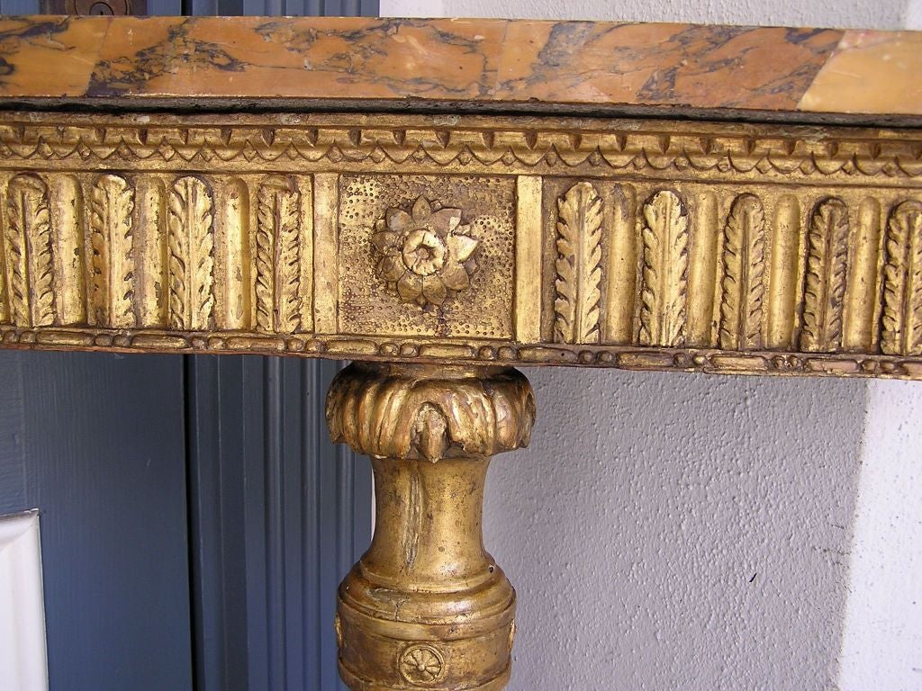 Pair of English Gilt and Marble Corner Consoles For Sale 2