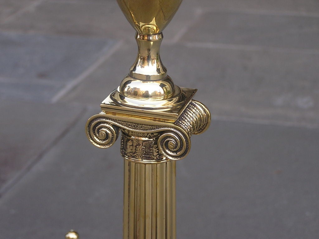 Pair of American Brass Andirons 4