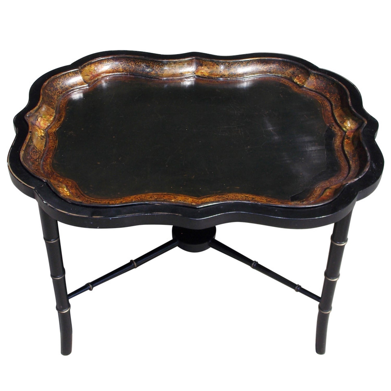 English Scalloped Paper Mache Tray on Stand. Circa 1815 For Sale at 1stDibs