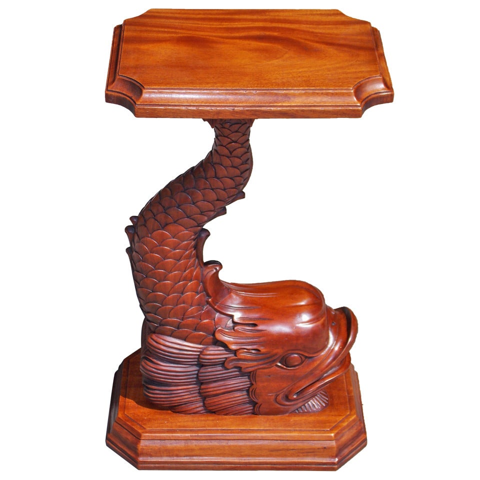 English Regency Mahogany Dolphin Pedestal Table. Circa 1840