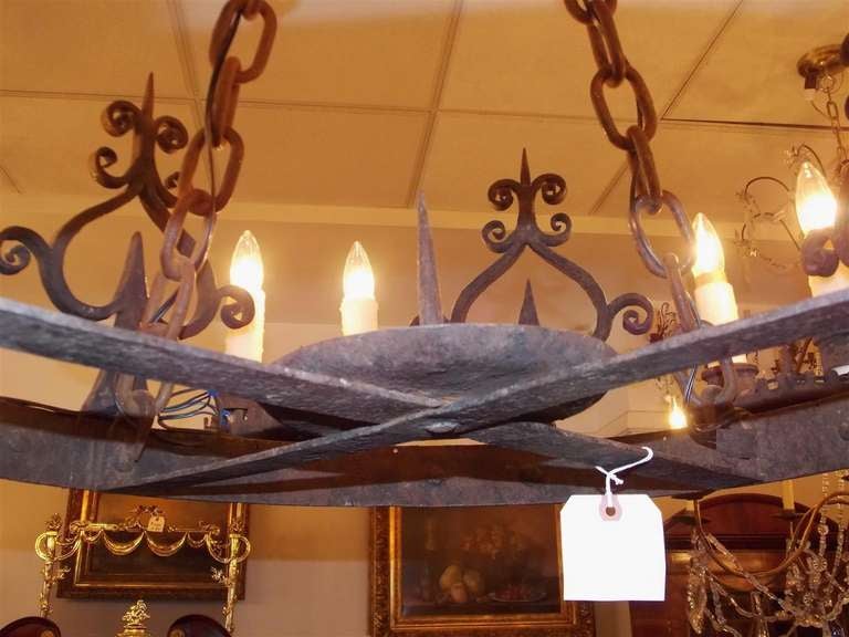 19th Century French Wrought Iron Chandelier. Circa 1830