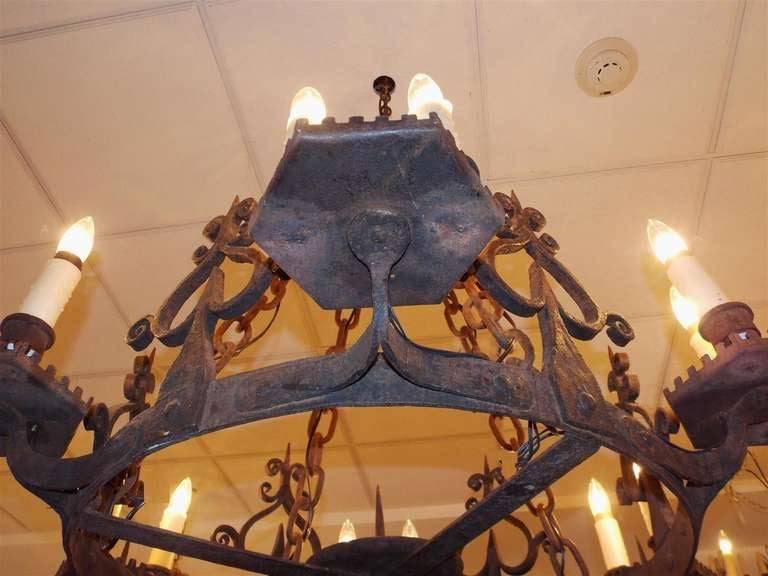 French Wrought Iron Chandelier. Circa 1830 2