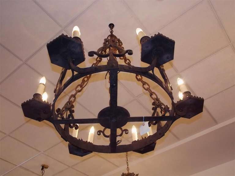 French Wrought Iron Chandelier. Circa 1830 3