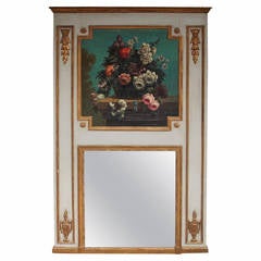 French Painted and Gilt Floral Trumeau Mirror. Circa 1790 3