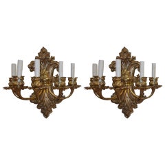 Pair of French Gilt Bronze Foliage Sconces. Circa 1820